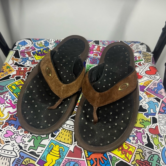 Oakley Software Brown Leather Flip Flops main image 2